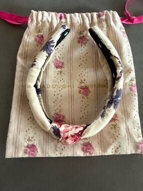 Lele Sadoughi x LoveShackFancy girl Floral Knotted Fabric Headband Pink Purple